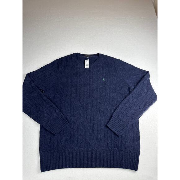 NWT Brooks brothers cableknit crew neck wool sweaters navy Men’s XL - Picture 2 of 9